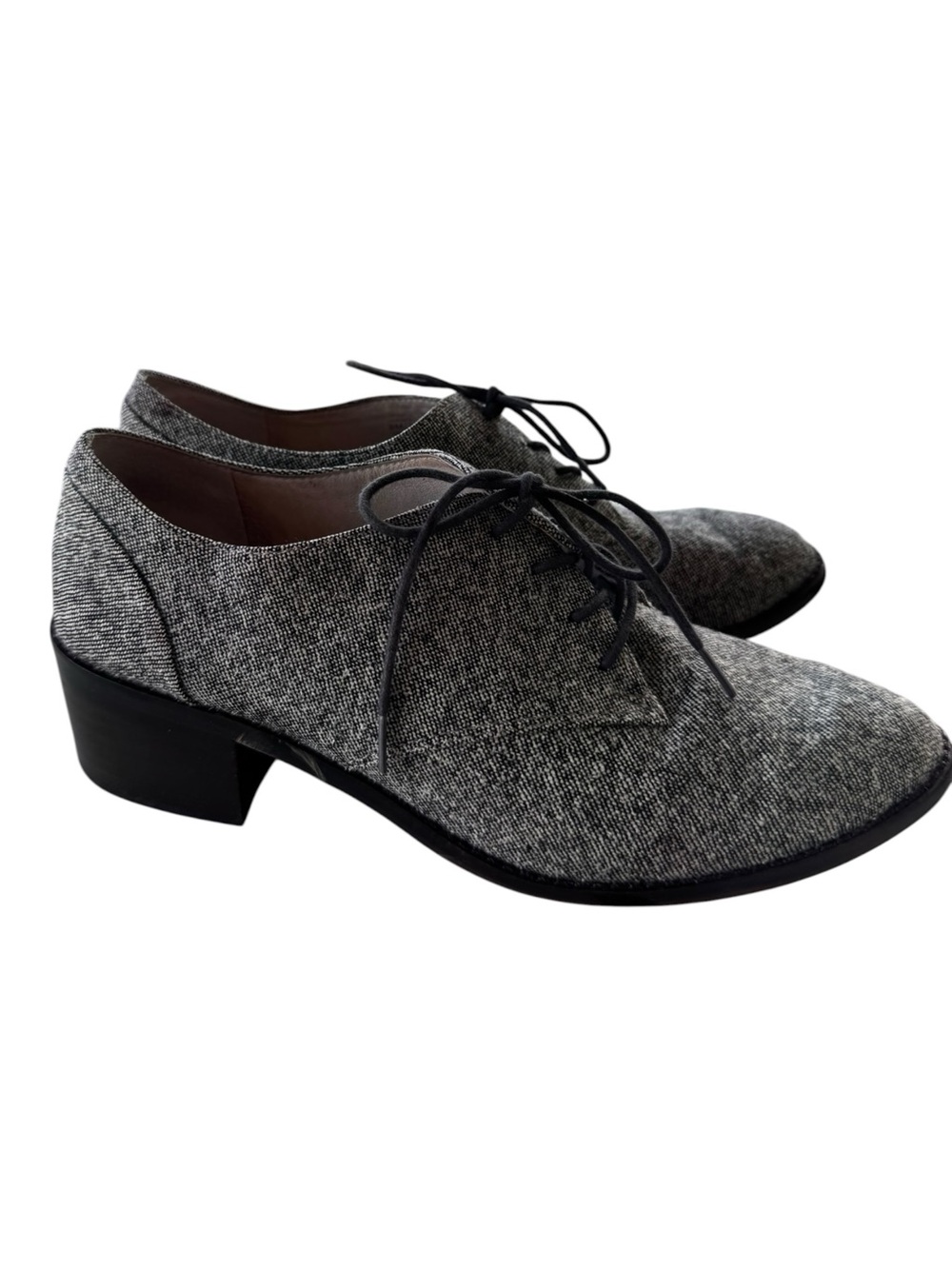 Louise et Cie Grey Tweed Fabric Lace Up Oxford Block Heel Pumps Size 8M - Picture 5 of 8